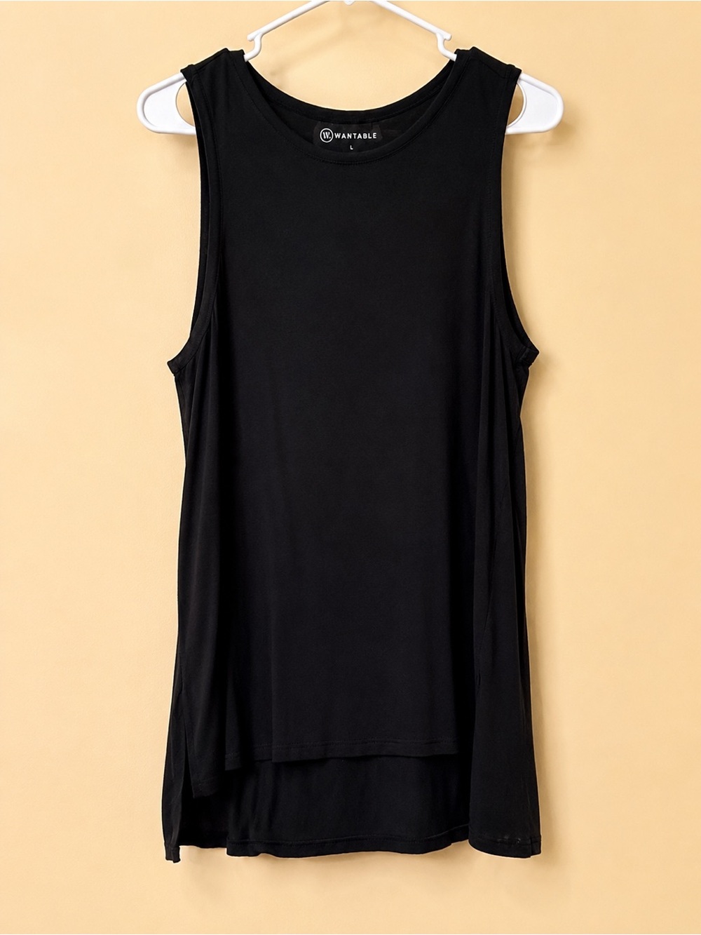 WANTABLE Black High Low Sleeveless Tank Top Size Large